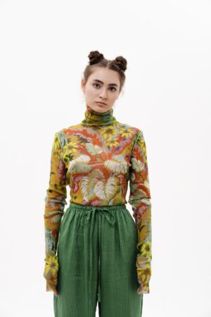 FLORAL PRINT MESH TURTLENECK - LIMITED EDITION