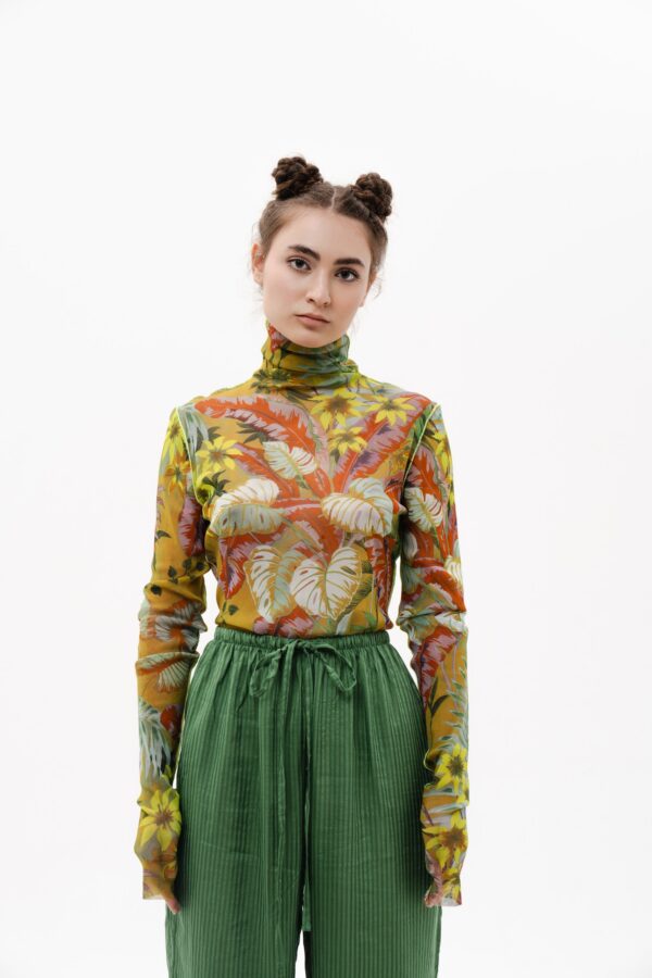 FLORAL PRINT MESH TURTLENECK - LIMITED EDITION