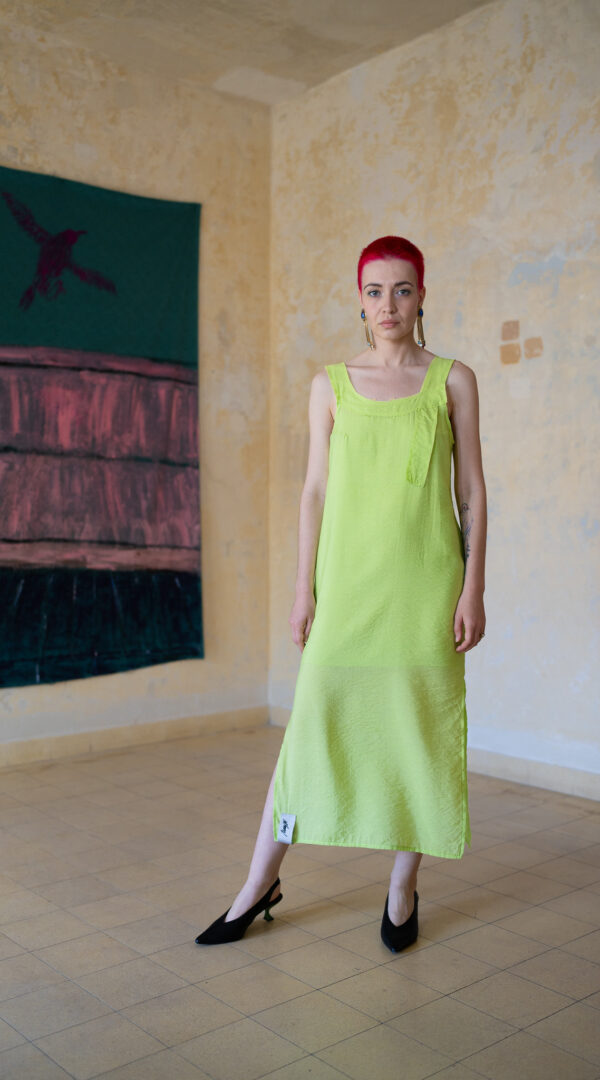 SILK ORGANZA GREEN DRESS