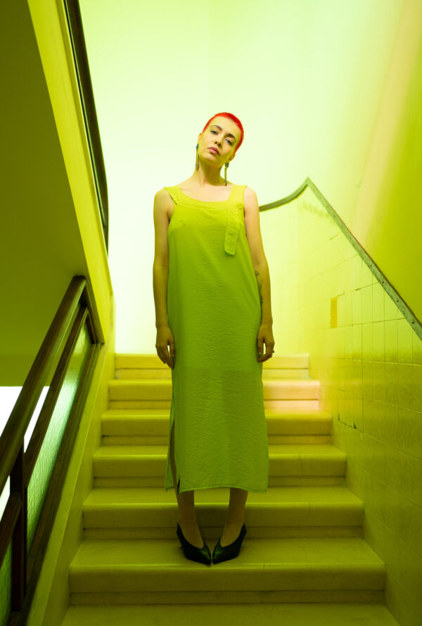 SILK ORGANZA GREEN DRESS