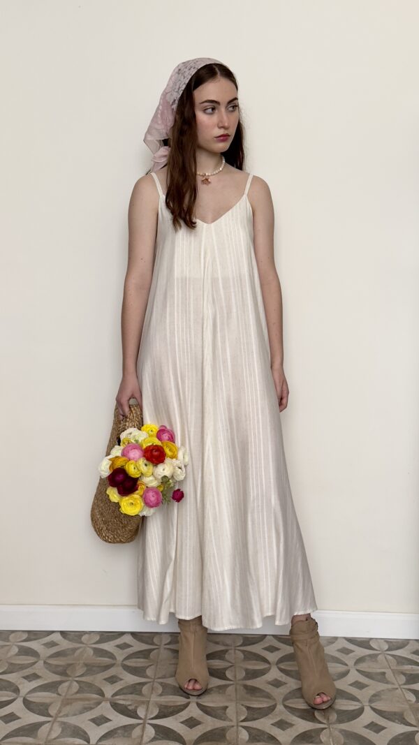 MILK-COLORED STRIPED DRESS