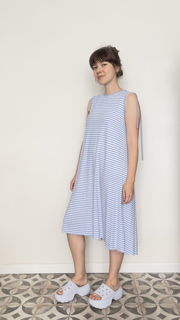 BLUE STRIPED TRICOT DRESS
