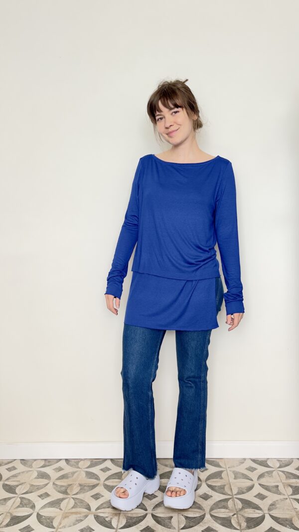 ASYMMETRICAL ROYAL BLUE LONGSLEEVE