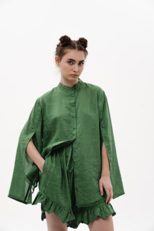 STRIPED GREEN SUIT — SHIRT & SHORTS