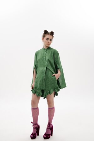 STRIPED GREEN SUIT — SHIRT & SHORTS